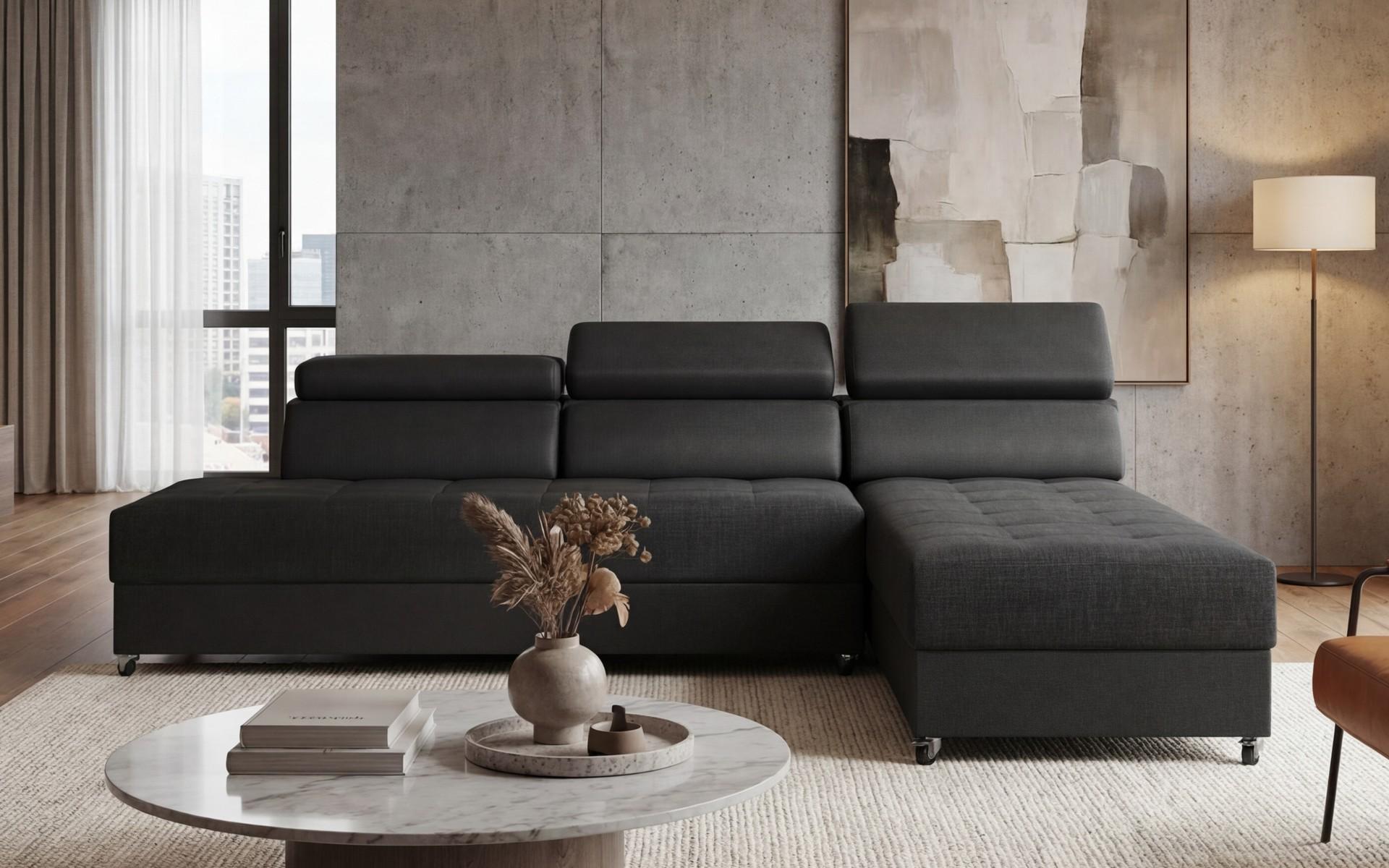 Living room corner Galance Nova, dark grey + black  1